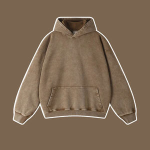 Pull à capuche surdimensionné personnalisé en tissu éponge 100 % coton, 420 g/m², effet vieilli délavé à l'acide, col rond, fourniture ODM - Product Image 5