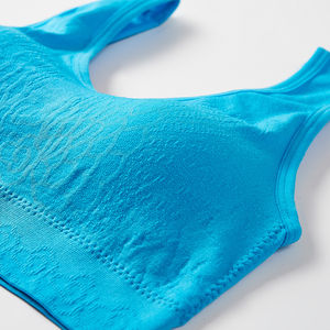 Sujetador deportivo azul cielo para mujer de alta calidad al por mayor, sujetadores sólidos acolchados, almohadilla para el pecho eliminada, logotipo sin costuras en la Copa, talla libre Pakistán - Product Image 3