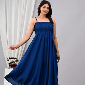 Vestido Maxi Plisado de Cintura Alta con Cuello Cuadrado Vintage para Mujer, Estilo Francés 2025, con Cierre, Modesto y Elegante para Verano y Otoño - Product Image 1