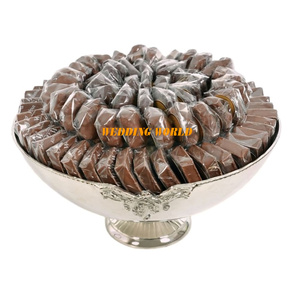 Bol à chocolat sur piédestal en métal, forme ronde, décoratif, de qualité supérieure, fait main - Product Image 4