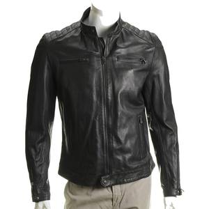 Vestes d'hiver à col montant pour hommes en cuir de mouton véritable et léger de couleur noire Fabriqué au Pakistan - Product Image 5