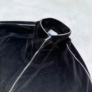 Zipper Corduroy Hoodie <b>Jacket</b> And Jogger <b>Velvet</b> Tracksuits Custom Pattern Style Slim Fit Velour Tracksuits - Product Image 5