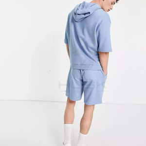 2022 gros nouveau Style Unique été hommes surdimensionné survêtement ensemble solide motif à capuche et Shorts maternité caractéristique - Product Image 3