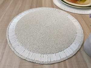 Handmade Knitted Floral Beaded Eco-Friendly <b>Placemat</b> <b>White</b> Charger Plate for Dining Table Decoration Home & Hotel Use - Product Image 3