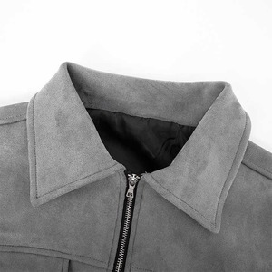 Best Handmade High Street Custom Autumn/Winter Men's Workwear <b>Jacket</b> with Mandarin Collar Loose <b>Suede</b> <b>Leather</b> Zip-up OEM Service - Product Image 3