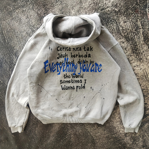 เสื้อฮู้ดดี้พิมพ์ลายโลโก้สไตล์วินเทจ ทรงโอเวอร์ไซส์ ตัดสั้น สตรีทแวร์ แฟชั่นผู้ชาย - Product Image 2