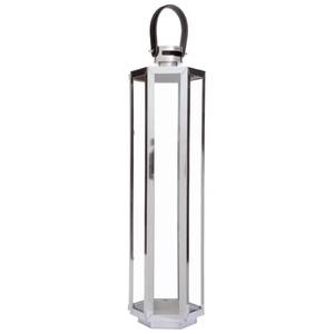 ilgrim Edgewater <b>Large</b> Stainless Aluminium and Leather <b>Lantern</b> is a stylish and modern home decor <b>Lantern</b> Modern Contemporary - Product Image 1