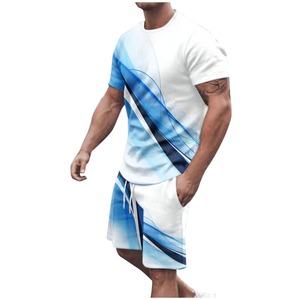 ชุดสองชิ้นสำหรับผู้ชายชุดสองชิ้นเสื้อแขนสั้นคอปกกางเกงขาสั้นกีฬาลำลองฤดูร้อน - Product Image 6