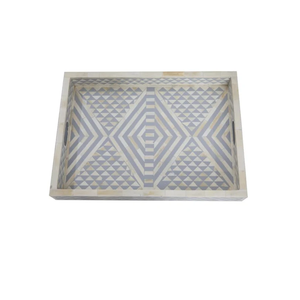 Bandeja de Madera con Incrustaciones de Hueso Cuadrada, Tradicional, para Servir en Bodas, Decorativa, para Mesa de Centro, para Aperitivos, con Logotipo Personalizado/OEM, para Hogar, Hotel, Restaurante - Product Image 1