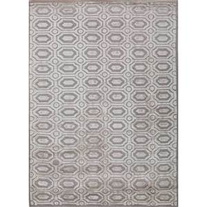 Alfombra de Bambú y Seda Azalea Aibs-3033 Anudada a Mano con Patrón Geométrico y Abstracto para Hogar y Pasillo, Forma Rectangular, 10 mm de Grosor - Product Image 1