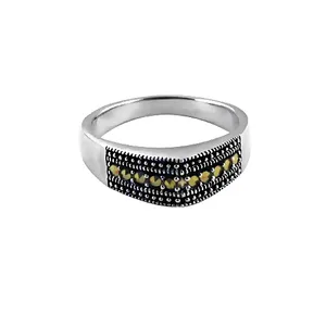 ART PALACE Bague Géométrique Vintage en Argent 925 et Marcassite, Plaqué Rhodium, Sertissage Canal, Unisexe, Usage Quotidien, Élégance du Rajasthan - Product Image 1