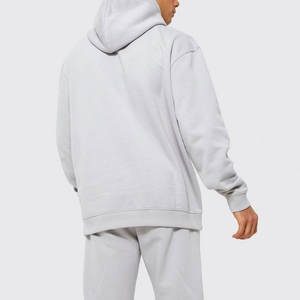 Sweat-shirts d'hiver personnalisés pour hommes, en molleton gris chiné déchiré, à manches longues, avec poche, surdimensionné, 100% coton, OEM privé - Product Image 2