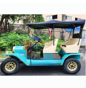Voiture électrique classique bleue rétro 4 places pour le tourisme - Product Image 1