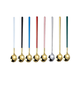 ชุดช้อนส้อมมีดทองเหลืองแบบคลาสสิกสำหรับตกแต่งบ้านด้ามจับสีแดงชุดรับประทานอาหาร - Product Image 4