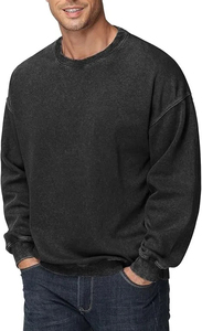 Nouveau sweat-shirt à col rond pour homme, coupe ample, en coton 100% lourd, délavé à l'acide, avec logo personnalisé de haute qualité - Product Image 2