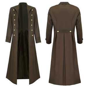Abrigo gótico de corte delgado para hombres con cuello alto largo y cierre de botón para uso al aire libre estilo de invierno y evento formal - Product Image 1