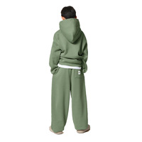 Survêtement vert à capuche pour garçons, en coton, décontracté, couleur unie, manches longues, coupe ample, pour l'automne, avec poches latérales