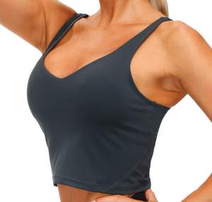 Soutien-gorge de sport pour femme à décolleté profond avec ensembles réversibles, soutien moyen, débardeurs d'entraînement, corsets de fitness, crop tops de yoga pour l'entraînement - Product Image 1