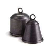Trio de cloches en métal galvanisé avec corde rustique pour la décoration de la maison de style campagnard et l'accentuation industrielle argentée