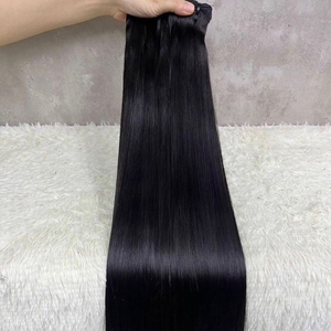 Paquetes de Extensiones de Cabello Humano Virgen Remy Ondulado Liso Sedoso Negro Natural de 24 Pulgadas, Doble Trama, Hechas a Máquina, de la India, Venta al por Mayor - Product Image 2