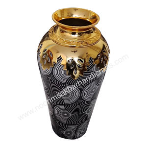 Bulk Rustic Metal <b>Tall</b> Flower Vase with Enamel Print Elegant Floor Vase for Wedding <b>Tables</b> and Home Decor - Product Image 1