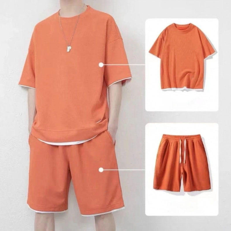 A12 Waffle Shorts Set Orange