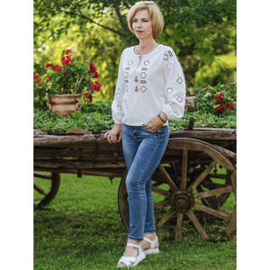 เสื้อลำลอง2025สไตล์โรมาเนียเสื้อเบลาส์/เสื้อตกแต่งด้วยพู่ปักแฟชั่นเรียบง่ายสำหรับงานเลี้ยง - Product Image 1