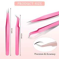 Ensemble de pinces à épiler professionnelles en acier inoxydable antistatique pour extensions de cils, longues et droites, pour l'insertion et l'isolation des faux cils