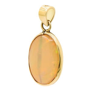 Pendentif en pierre précieuse opale éthiopienne naturelle de forme ovale pendentif en pierre précieuse cabochon or jaune 18 carats bijoux classiques - Product Image 4