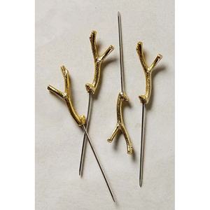 ชุดอุปกรณ์เสิร์ฟอาหารพร้อมที่ตักผลไม้และสลัด ดีไซน์สวยงามหลากหลายแบบ ด้ามจับทรงกิ่งไม้หนา ขัดเงาแบบด้าน สีทอง - Product Image 1