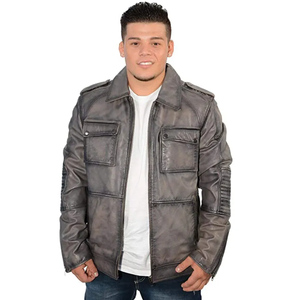 2024 veste en cuir pour hommes ou manteau coupe ajustée en cuir naturel de style moto d'hiver vestes en cuir personnalisées - Product Image 1