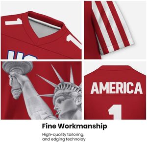 Top Quality Sublimated Football Jersey American Flag Jersey <b>Shorts</b> Set Sports Team Sublimation Wear Football Set - Product Image 5