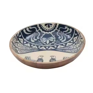 Nouveau Style bols à fruits faits à la main en bois émail décalcomanie bol de service maison vaisselle accessoires de Table bols de service de fruits en bois - Product Image 1