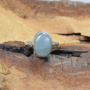 Aigue-marine naturelle Bague faite à la main Couleur verte Bijoux en argent sterling massif 925 Bijoux en argent sterling 925 Bague estampée Bijoux - Product Image 4