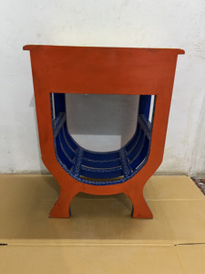 Handcrafted Rajasthani Hand-Painted Wooden U Shape Stool With Embose Work Nighstand Bedside - Product Image 3