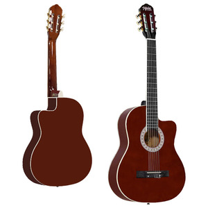 4/4 Natural Classical Guitar Adjustable Truss Rod Spruce <b>Top</b> Glossy Finish Mahogany Neck Cutaway Body | Midex MGX-100BRW - Product Image 2