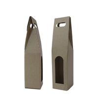 Caja de Regalo para Vino de Alta Resistencia y Precio Económico, con Ventana y Asa de Transporte, Caja de Embalaje para Botellas de Vino de Cartón Corrugado Kraft
