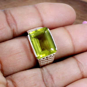 แหวนเงินสเตอร์ลิง92.5ควอตซ์เลมอนสุดโรแมนติกเครื่องประดับชั้นดีชุบโรเดียมประดับด้วยพลอยตัดทรงรีเซล - Product Image 1