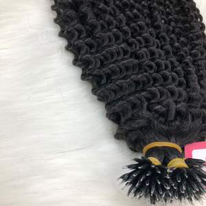 Extension de cheveux humains Remy Afro crépus bouclés naturels, 1g/pointe, pas d'enchevêtrement, pas de perte, Extensions Nano ring - Product Image 6