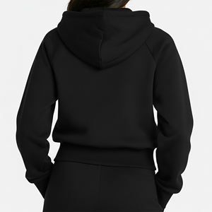 Sweat à capuche pour femme de haute qualité 100% coton, vêtement décontracté, couleur unie, surdimensionné, fermeture éclair, logo brodé personnalisé, sweat à capuche lourd - Product Image 5