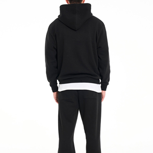 ชุดวอร์มสำหรับผู้ชายชุดครอปมีซิปมีฮู้ดและกางเกงขายาวทรงหลวมโอเวอร์ไซส์ออกแบบโลโก้ได้ตามต้องการ - Product Image 4