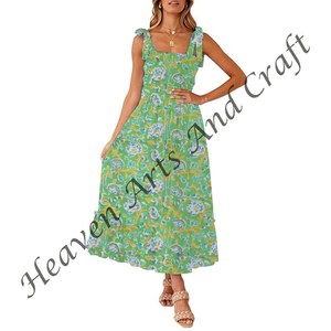 Robe à bretelles spaghetti florale Boho pour femmes tenue d'été légère idéale pour les voyages à la plage, les vacances et les soirées décontractées en plein air - Product Image 5