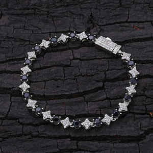 Star Shape Diamond Tennis Bracelet Luxury Iced Star Link Bracelet VVS VS Lab Grown Stones Custom Wholesale Jewelry - Product Image 3