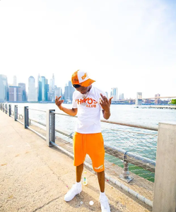 Conjunto de pantalones cortos de manga larga con capucha y cremallera completa con estampado de calavera de Color naranja para hombre, conjunto transpirable personalizado para hombre - Product Image 6