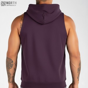 Logo personnalisé entraînement débardeurs à capuche sport lavage à l'acide sans manches à capuche de haute qualité poids lourd sans manches à capuche réversible - Product Image 2