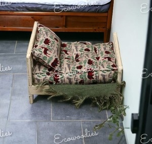 Pasgeboren Fotografie Bed Pasgeboren Fotografie Rekwisieten Hout Gekleed Blokhut Twijg Bed Poppenhuis Miniatuur Fotografie Accessoires