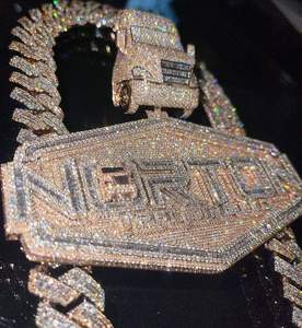 Colgante de Joyería para Niños, Estilo Hip Hop, con Incrustaciones de Moissanita, Plata de Ley 925, Cualquier Letra, Dos Tonos, Totalmente Incrustado - Product Image 2