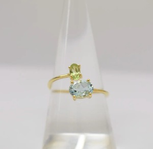 แหวนทองชุบ 14K รุ่น S925 ดีไซน์ทันสมัย ประดับโอปอลสีชมพูและโทแพซสีฟ้า สำหรับงานปาร์ตี้ ขายปลีก รับผลิตแบบ OEM ODM จากประเทศไทย - Product Image 1