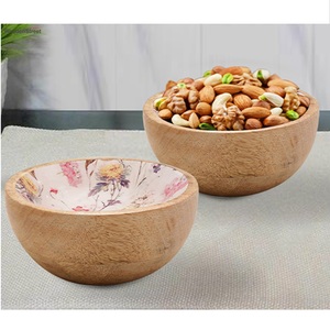 Cuenco para servir dulces de madera impresa esmaltada Cuenco esmaltado pulido y textura natural hogar Restaurante Cuenco hecho a mano Venta al por mayor India - Product Image 5