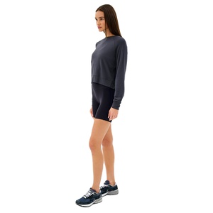 Sweat-shirt court en coton mélangé pour femme coupe régulière col rond pull décontracté haut manches longues pour automne printemps pour l'hiver - Product Image 6